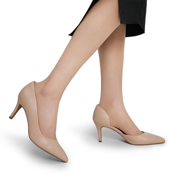 Pointed Toe Stiletto Heel Pumps - NUDE - 1